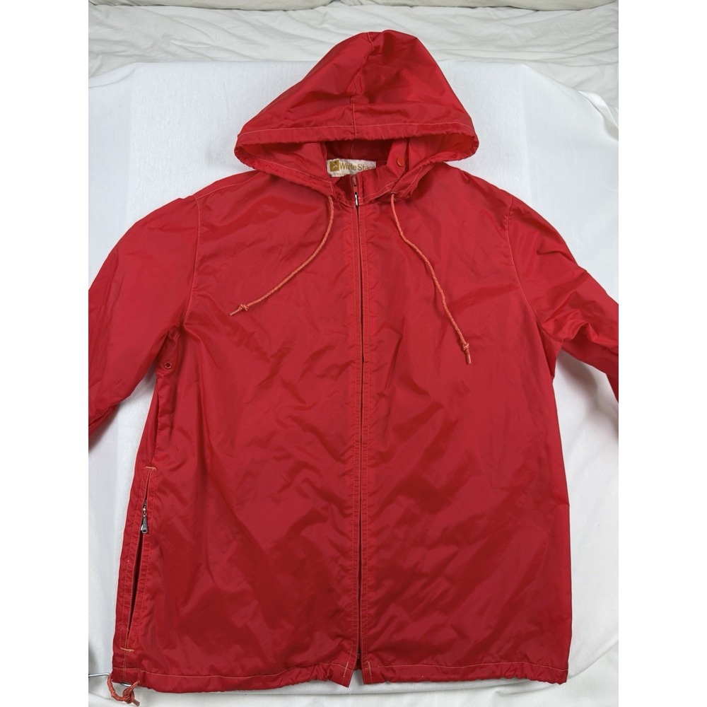 Vintage 70s White Stag Hooded Windbreaker Jacket Men XL Red Nylon Gorpcore Shell